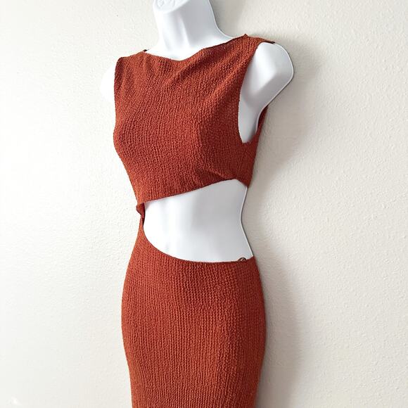 Zara Rust Burnt Orange Cut Out Sleeveless Maxi Dress women's size medium - Picture 5 of 12